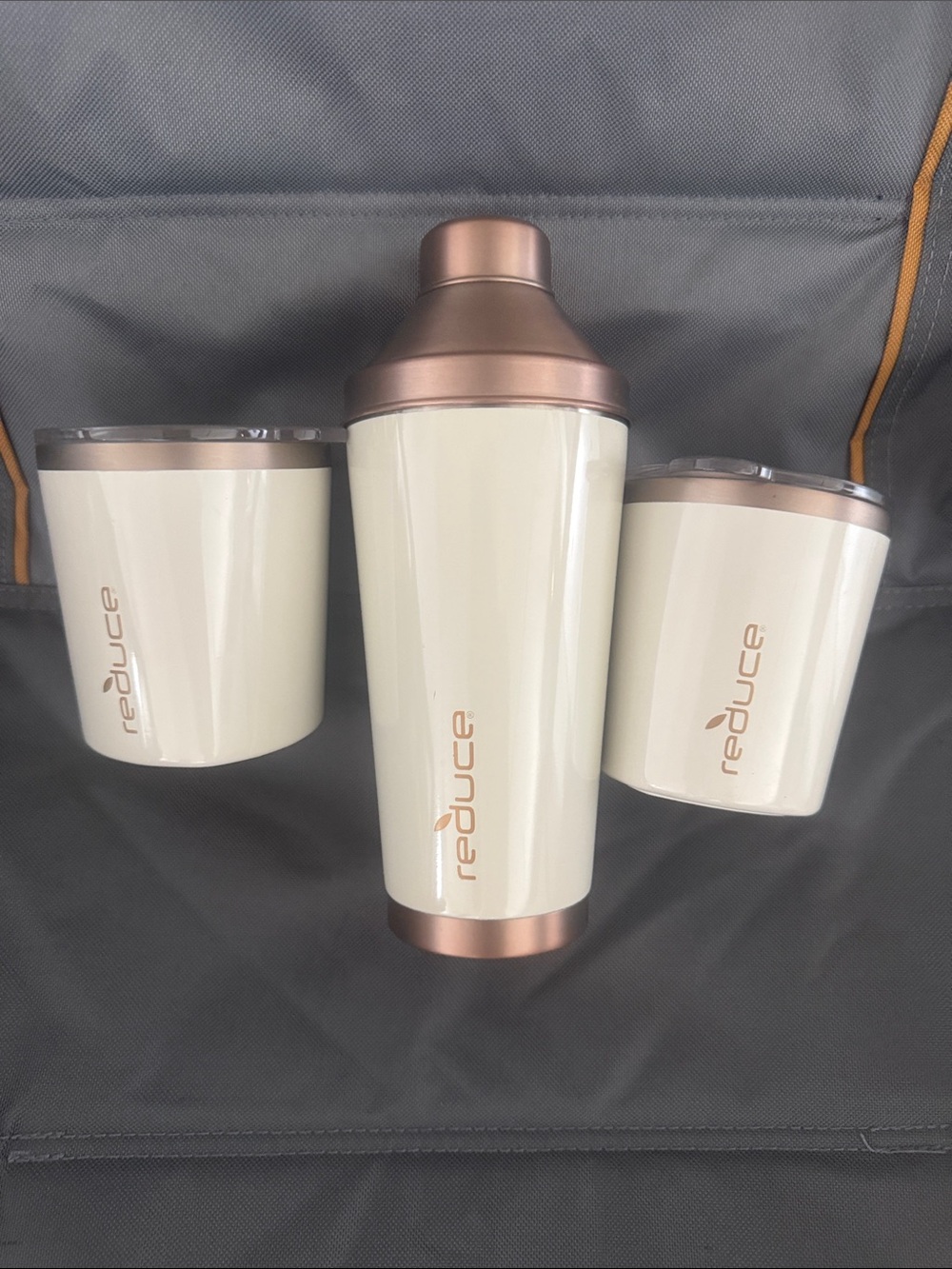 Reduce Cream and Rose Gold Cocktail Shaker Set with Tumblers